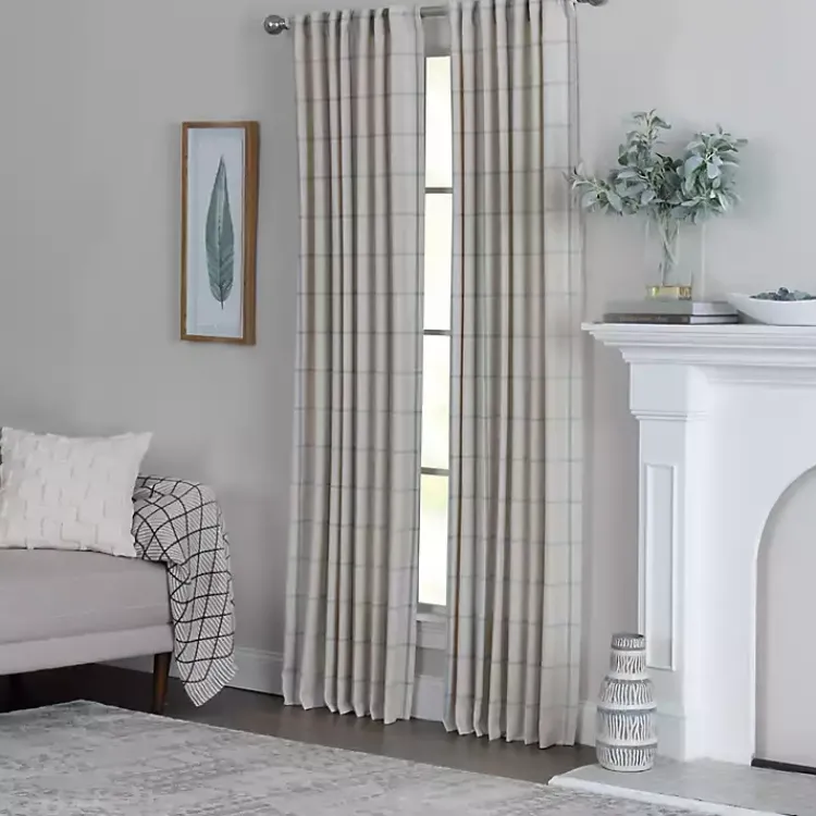Kirklands Home Green Checkered Single Curtain Panel, 84 in. Hot