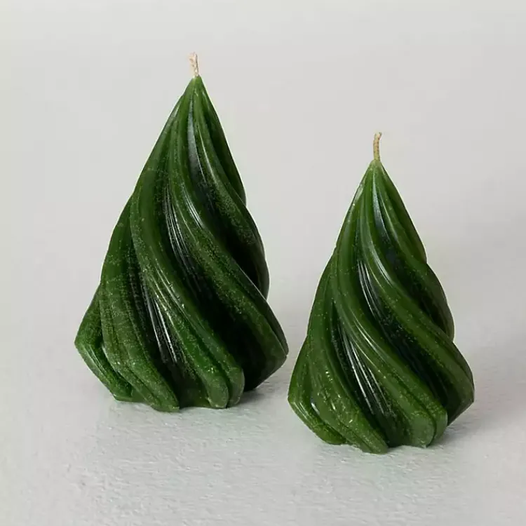 Candles>Kirklands Home Christmas Tree Kitira Candles, Set of 2 Green