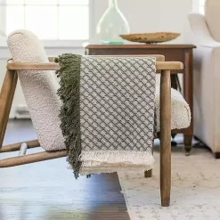 Blankets & Throws>Kirklands Home Cross-Stitch Woven Throw Green