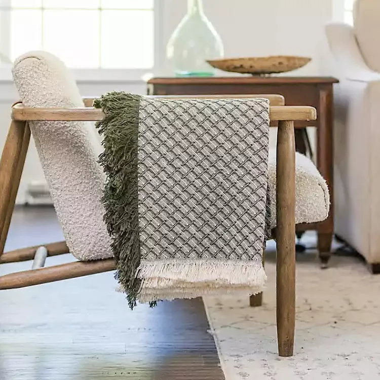 Blankets & Throws>Kirklands Home Cross-Stitch Woven Throw Green