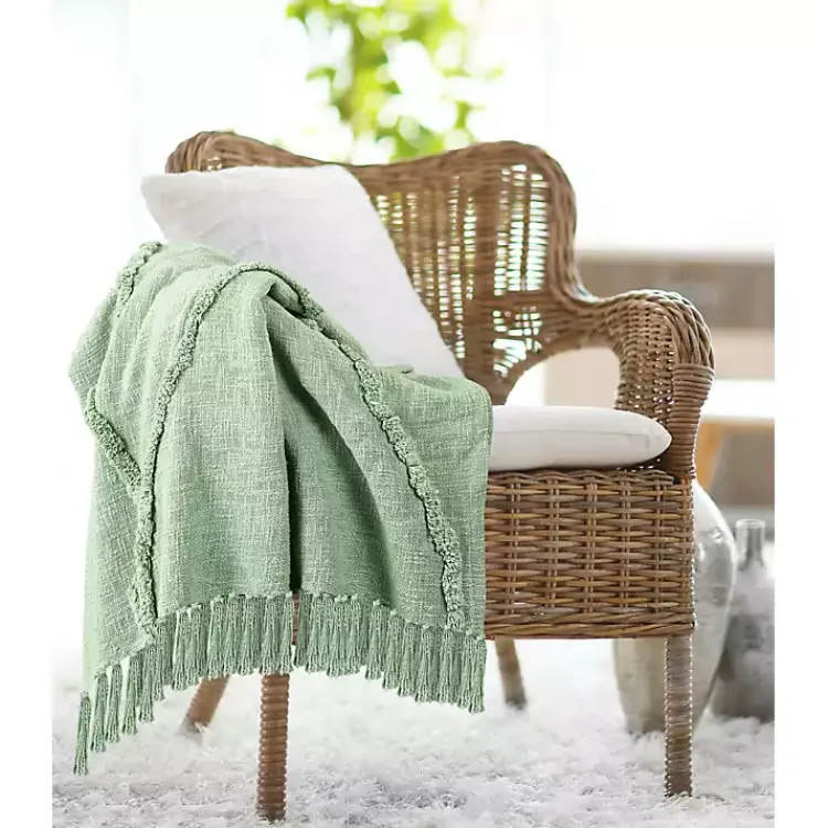Blankets & Throws>Kirklands Home Diamond Tufted Cotton Throw Green