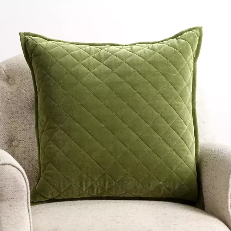 Pillows>Kirklands Home Diamond Velvet Pillow Green