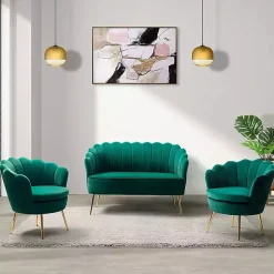 Kirklands Home Donata Velvet Tufted Loveseat Green Best
