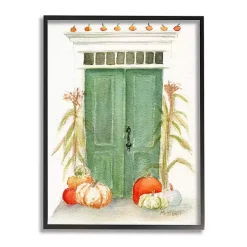 Fall>Kirklands Home Green Doors and Pumpkins Framed Giclee Art Print