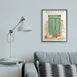 Fall>Kirklands Home Green Doors and Pumpkins Framed Giclee Art Print