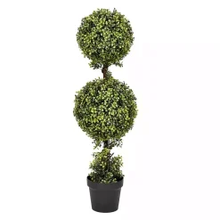 Trees & Topiaries>Kirklands Home Green Double Ball Boxwood Potted Topiary
