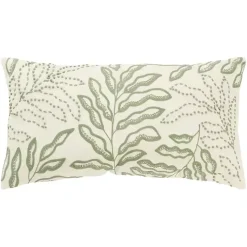 Pillows>Kirklands Home Green Embroidered Botanical Lumbar Pillow