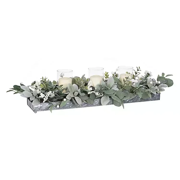 Arrangements & Greenery>Kirklands Home Green Eucalyptus Galvanized Centerpiece