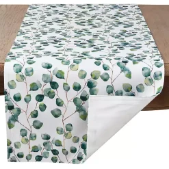 Kirklands Home Eucalyptus Leaf Long Polyester Runner Green Sale