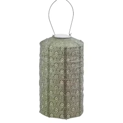 Kirklands Home Fan Cylinder Hanging LED Outdoor Lantern Green Hot