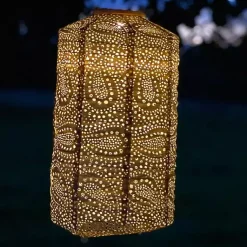 Kirklands Home Fan Cylinder Hanging LED Outdoor Lantern Green Hot