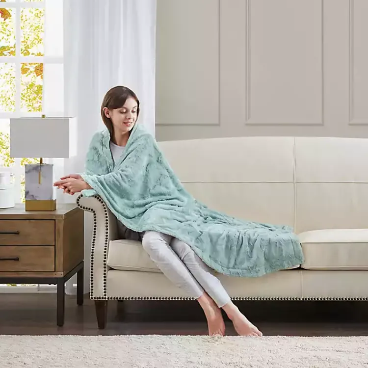 Blankets & Throws>Kirklands Home Faux Fur Oversized Throw Green