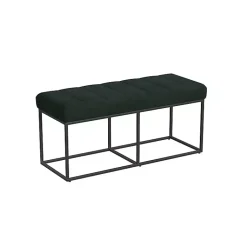 Kirklands Home Faux Suede Upholstered Metal Frame Bench Green Online