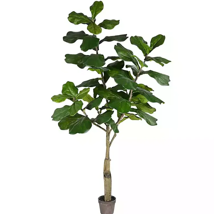 Trees & Topiaries>Kirklands Home Green Fiddle Leaf Tree in Distressed Pot