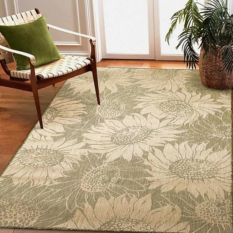 Kirklands Home Green Floral Blooms Outdoor Area Rug, 4x7 Sale