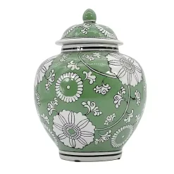 Decorative Bowls & Jars>Kirklands Home Green Floral Chinoiserie Jar