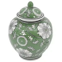 Decorative Bowls & Jars>Kirklands Home Green Floral Chinoiserie Jar