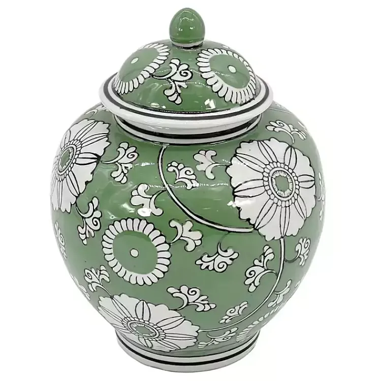Decorative Bowls & Jars>Kirklands Home Green Floral Chinoiserie Jar