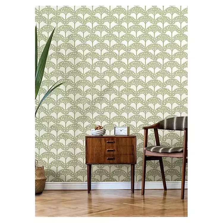 Kirklands Home Green Flowering Trees Peel & Stick Wallpaper