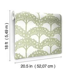 Kirklands Home Green Flowering Trees Peel & Stick Wallpaper