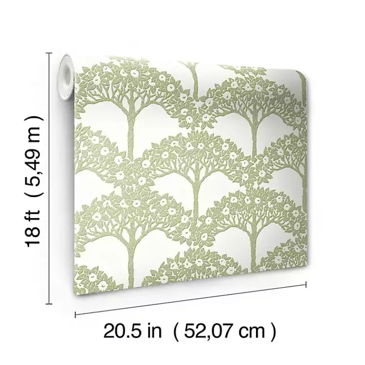 Kirklands Home Green Flowering Trees Peel & Stick Wallpaper