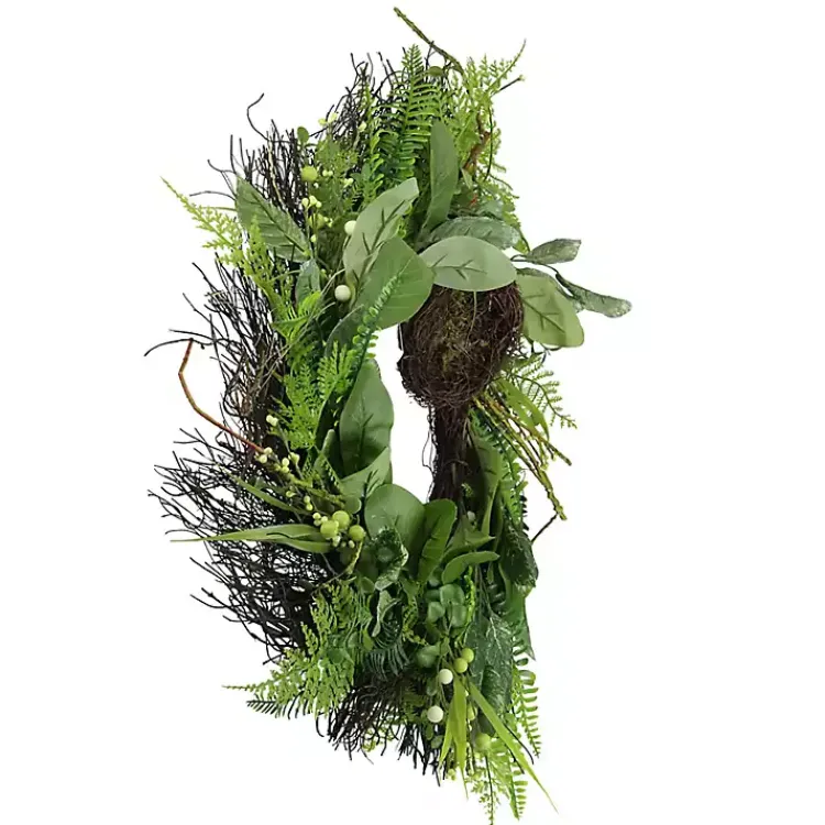 Wreaths>Kirklands Home Foliage Bird Nest Wreath Green