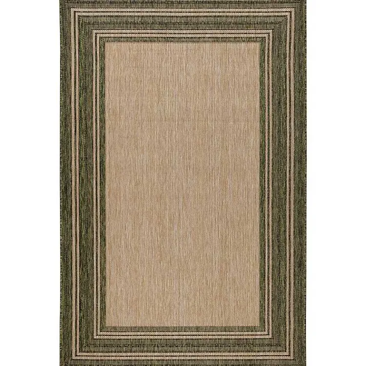 Kirklands Home Green Framed Border Outdoor Area Rug, 4x7 Sale
