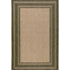 Kirklands Home Green Framed Border Outdoor Area Rug, 7x9 Clearance