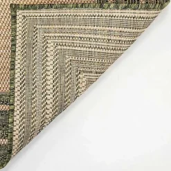 Kirklands Home Green Framed Border Outdoor Area Rug, 7x9 Clearance