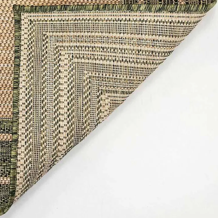 Kirklands Home Green Framed Border Outdoor Area Rug, 7x9 Clearance