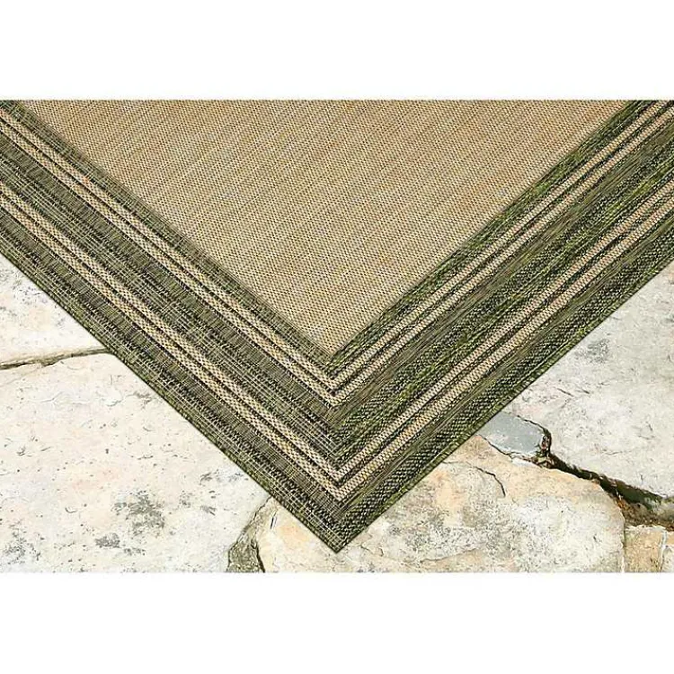 Kirklands Home Green Framed Border Outdoor Area Rug, 7x9 Clearance