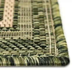 Kirklands Home Green Framed Border Outdoor Area Rug, 7x9 Clearance