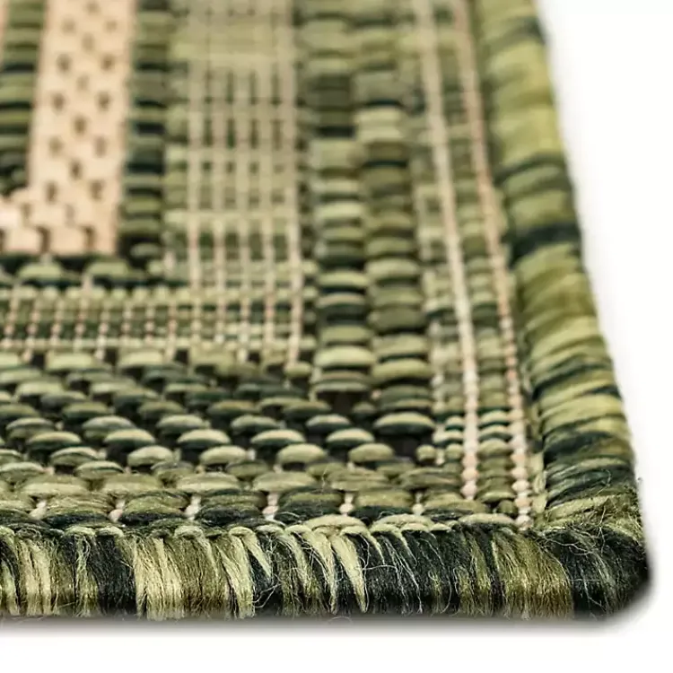 Kirklands Home Green Framed Border Outdoor Area Rug, 7x9 Clearance