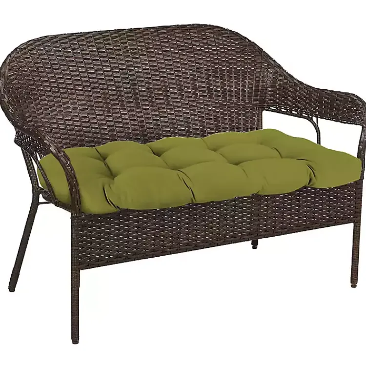 Kirklands Home French Edge Outdoor Wicker Settee Cushion Green Best