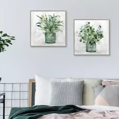 Kirklands Home Green Garden 2-pc. Framed Canvas Art Print Set Gray Clearance