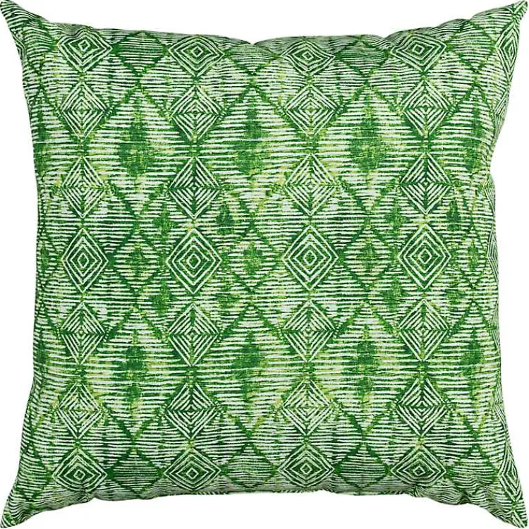 Kirklands Home Geometric Diamonds Outdoor Pillow, 22 in. Green Outlet