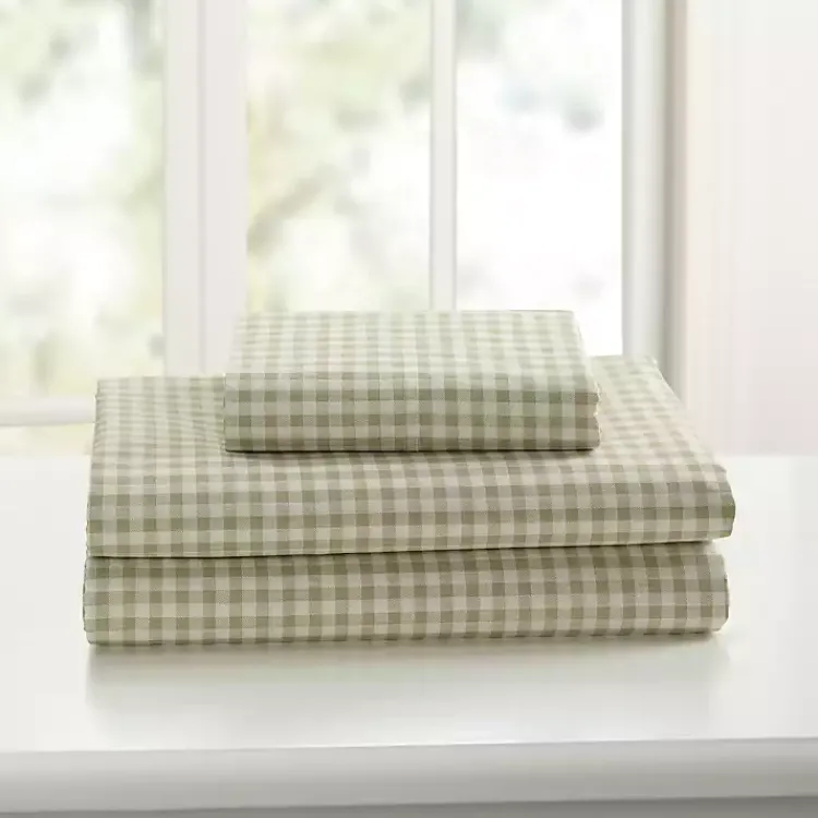Kirklands Home Gingham 3-pc. Full Sheet Set Green Best
