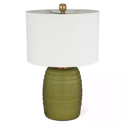 Kirklands Home Green Glass Fiola Table Lamp White Hot