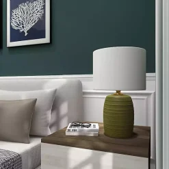 Kirklands Home Green Glass Fiola Table Lamp White Hot
