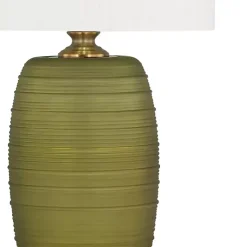 Kirklands Home Green Glass Fiola Table Lamp White Hot
