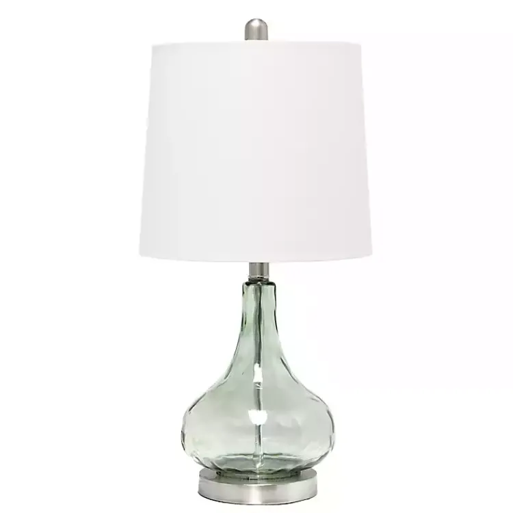 Kirklands Home Green Glass Ripple Table Lamp White Outlet