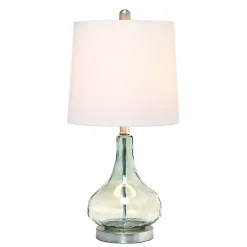 Kirklands Home Green Glass Ripple Table Lamp White Outlet