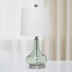 Kirklands Home Green Glass Ripple Table Lamp White Outlet