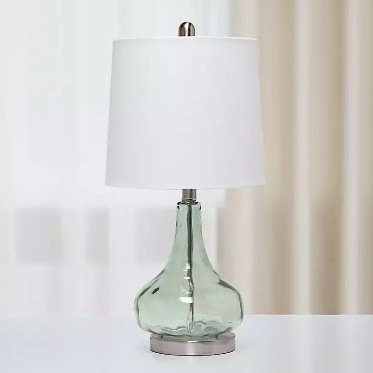 Kirklands Home Green Glass Ripple Table Lamp White Outlet