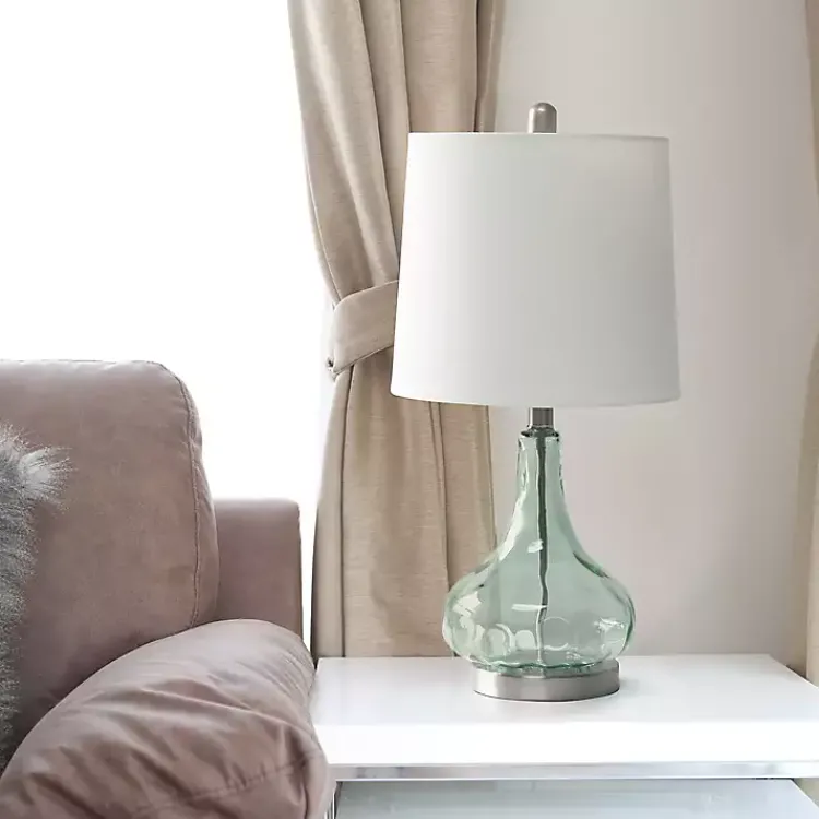 Kirklands Home Green Glass Ripple Table Lamp White Outlet