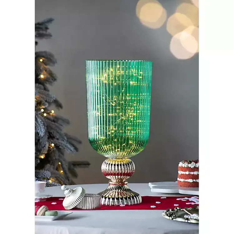 Vases>Kirklands Home Glass Vase with Gold Pedestal Base, 20 in. Green