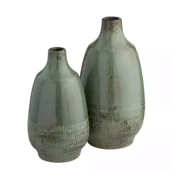 Vases>Kirklands Home Glazed Ceramic Vases, Set of 2 Green