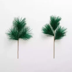 Christmas Tree Decorations>Kirklands Home Glitter Pine Needle Picks, Set of 2 Green