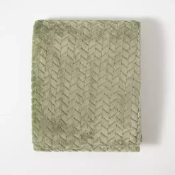 Blankets & Throws>Kirklands Home Heavenly Herringbone Plush Throw Green
