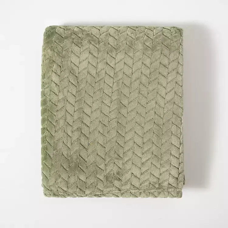 Blankets & Throws>Kirklands Home Heavenly Herringbone Plush Throw Green